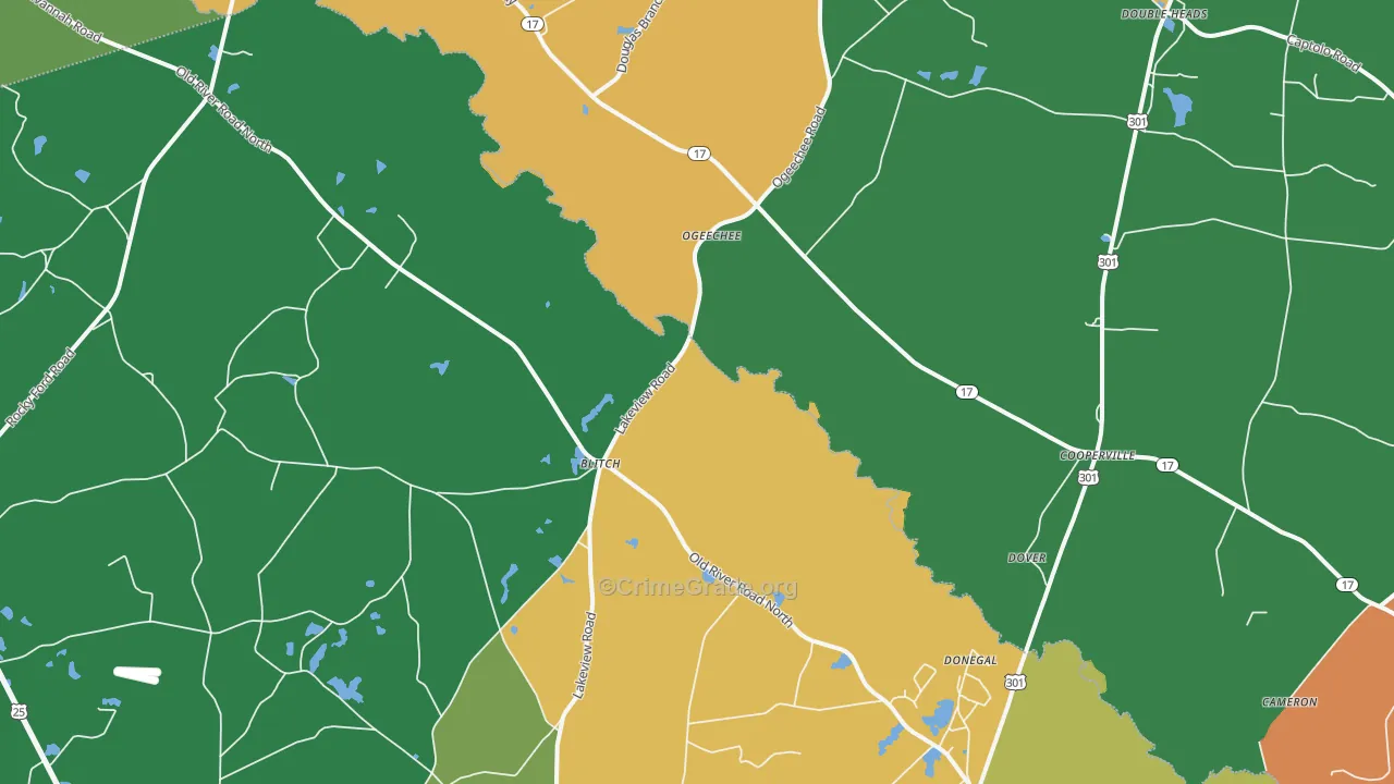 Ogeechee, GA Map of Vandalism Rates