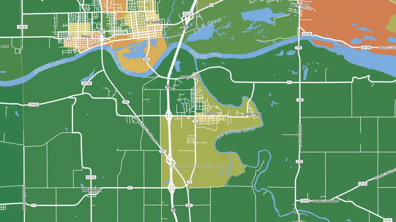 Oglesby, IL Map of Vandalism Rates