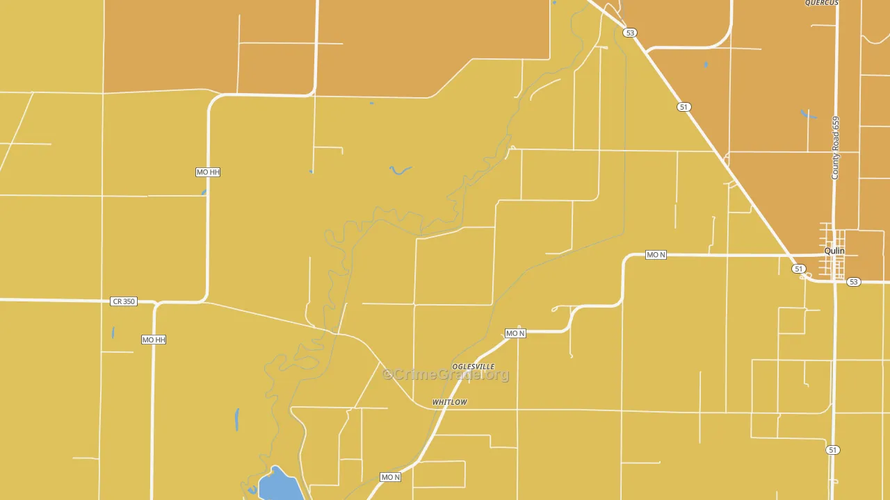 Oglesville, MO Map of Vandalism Rates