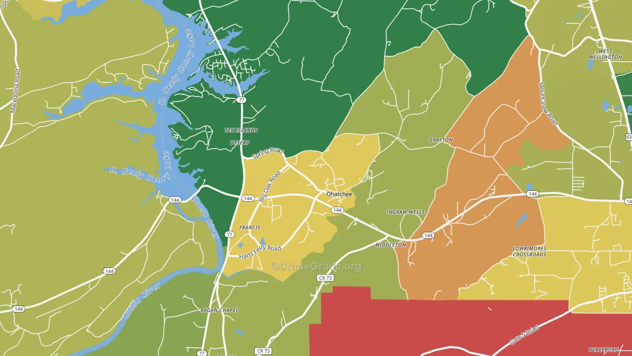 Ohatchee, AL Map of Vandalism Rates