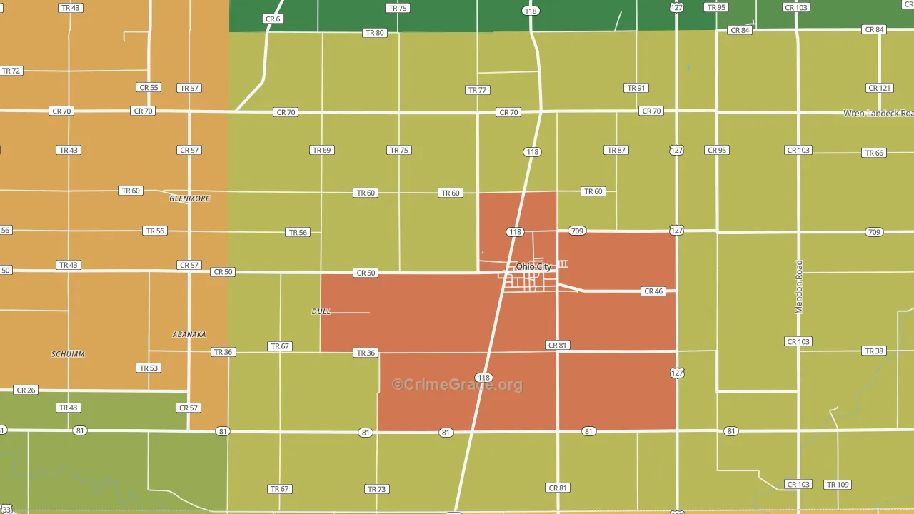 Ohio City, OH Map of Vandalism Rates