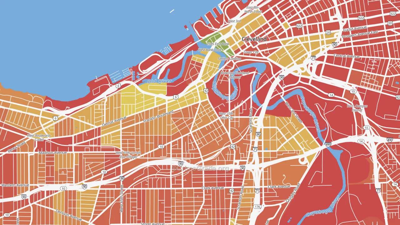 Ohio City-West Side, Cleveland, OH Map of Vandalism Rates