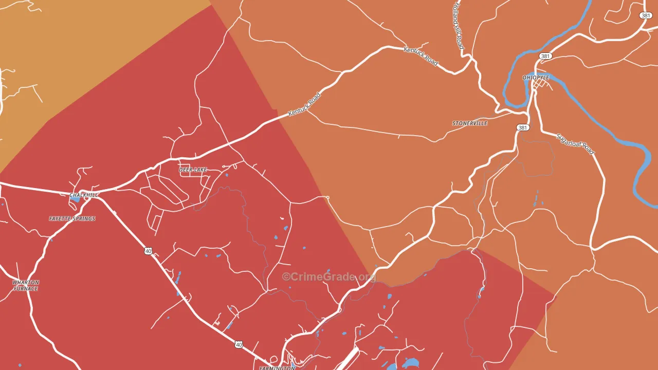 Ohiopyle, PA Map of Vandalism Rates