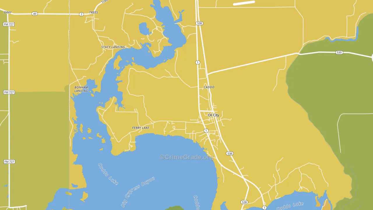 Oil City, LA Map of Vandalism Rates