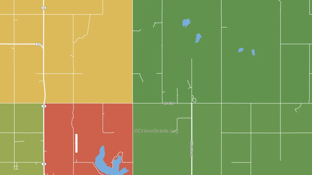Oil City, OK Map of Vandalism Rates