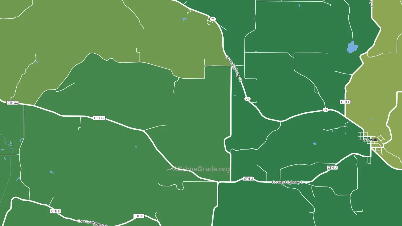 Oil City, WI Map of Vandalism Rates