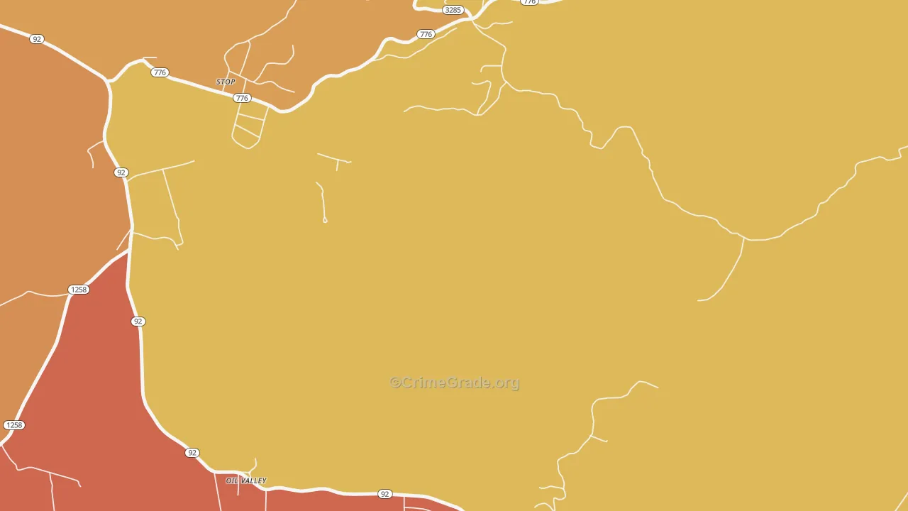 Oil Valley, KY Map of Vandalism Rates