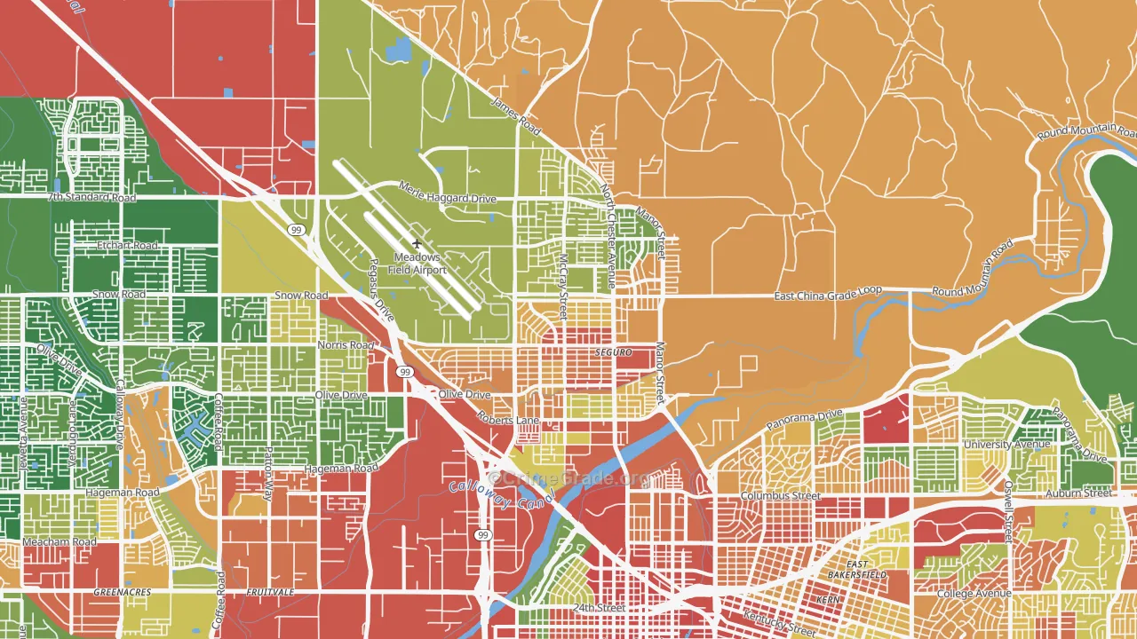 Oildale, CA Map of Vandalism Rates