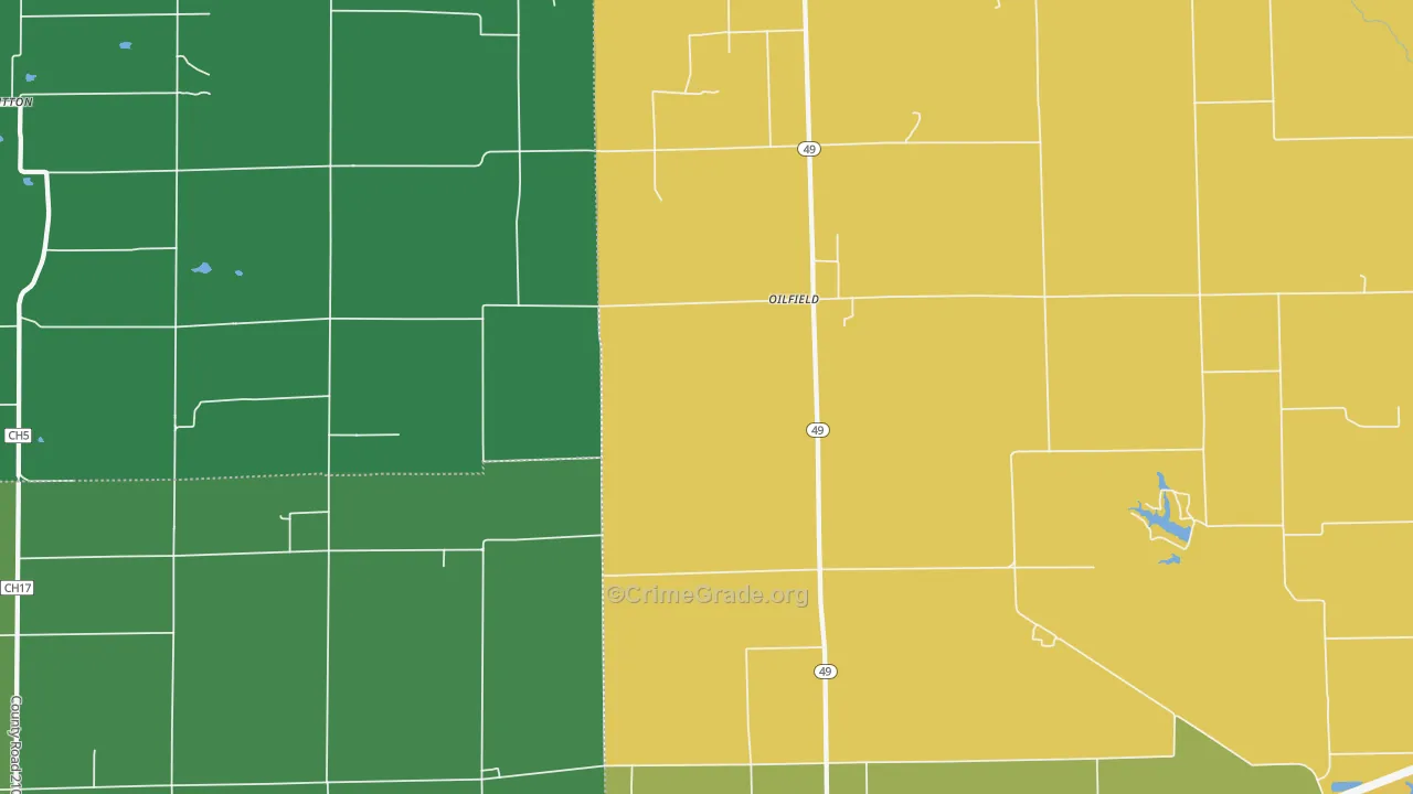 Oilfield, IL Map of Vandalism Rates