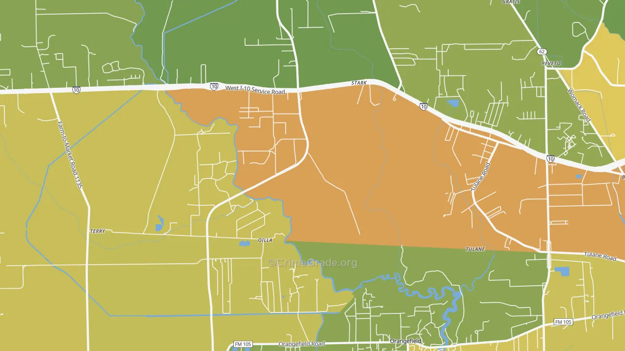 Oilla, TX Map of Vandalism Rates