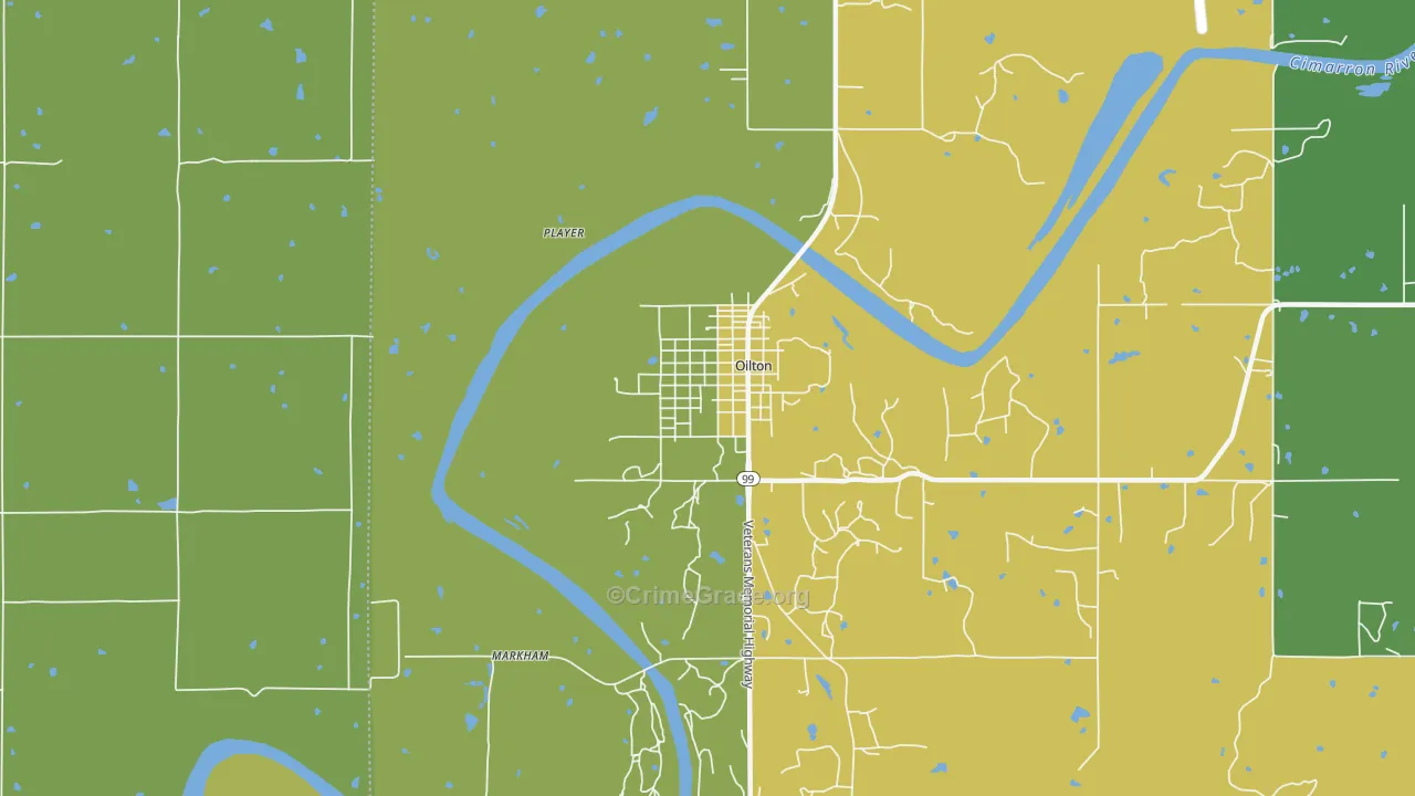 Oilton, OK Map of Vandalism Rates