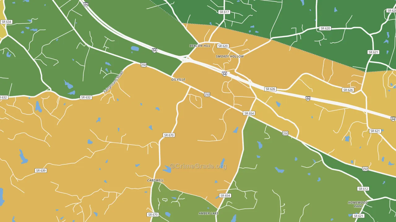 Oilville, VA Map of Vandalism Rates