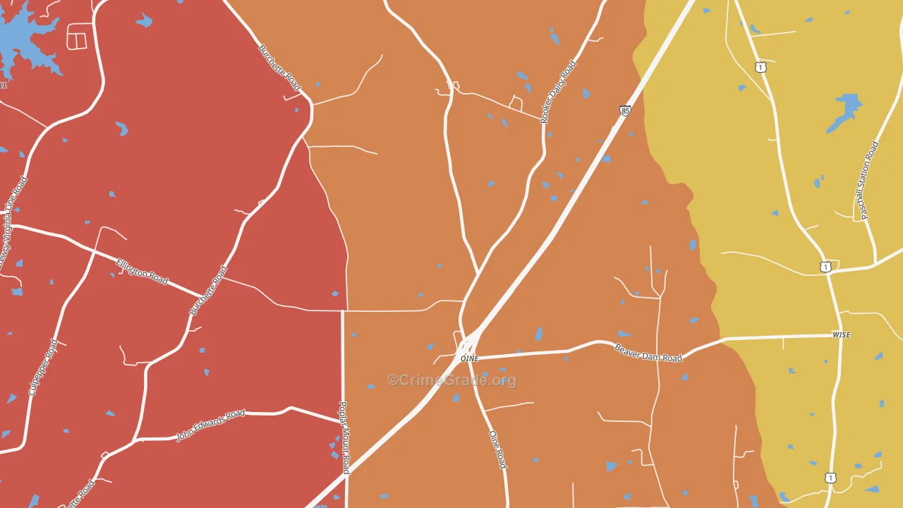 Oine, NC Map of Vandalism Rates