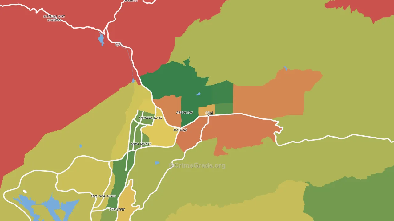 Ojai, CA Map of Vandalism Rates