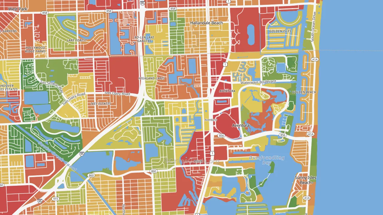Ojus, FL Map of Vandalism Rates