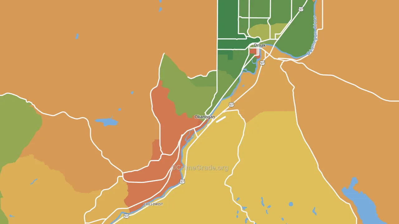 Okanogan, WA Map of Vandalism Rates