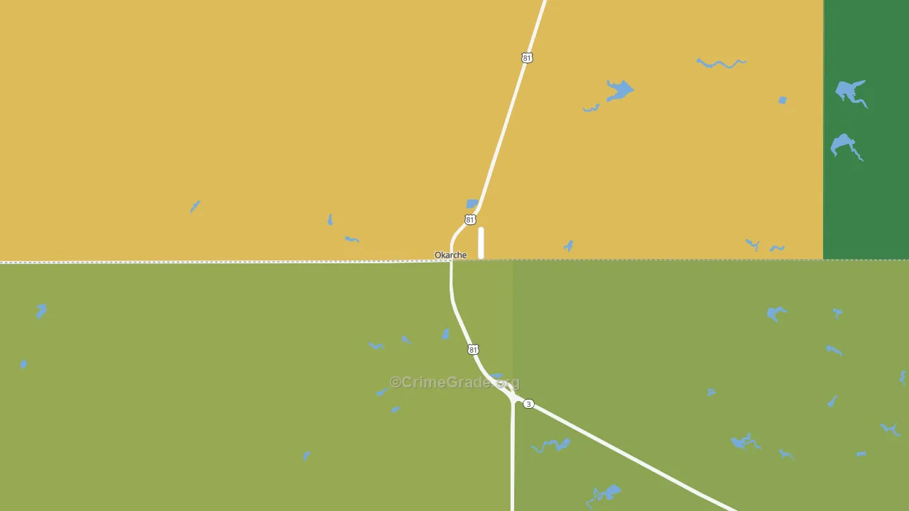 Okarche, OK Map of Vandalism Rates