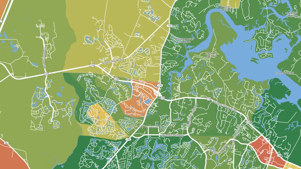 Okatie, SC Map of Vandalism Rates