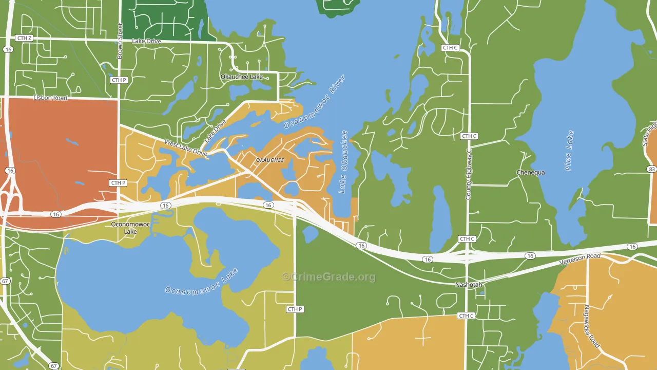 Okauchee Lake, WI Map of Vandalism Rates
