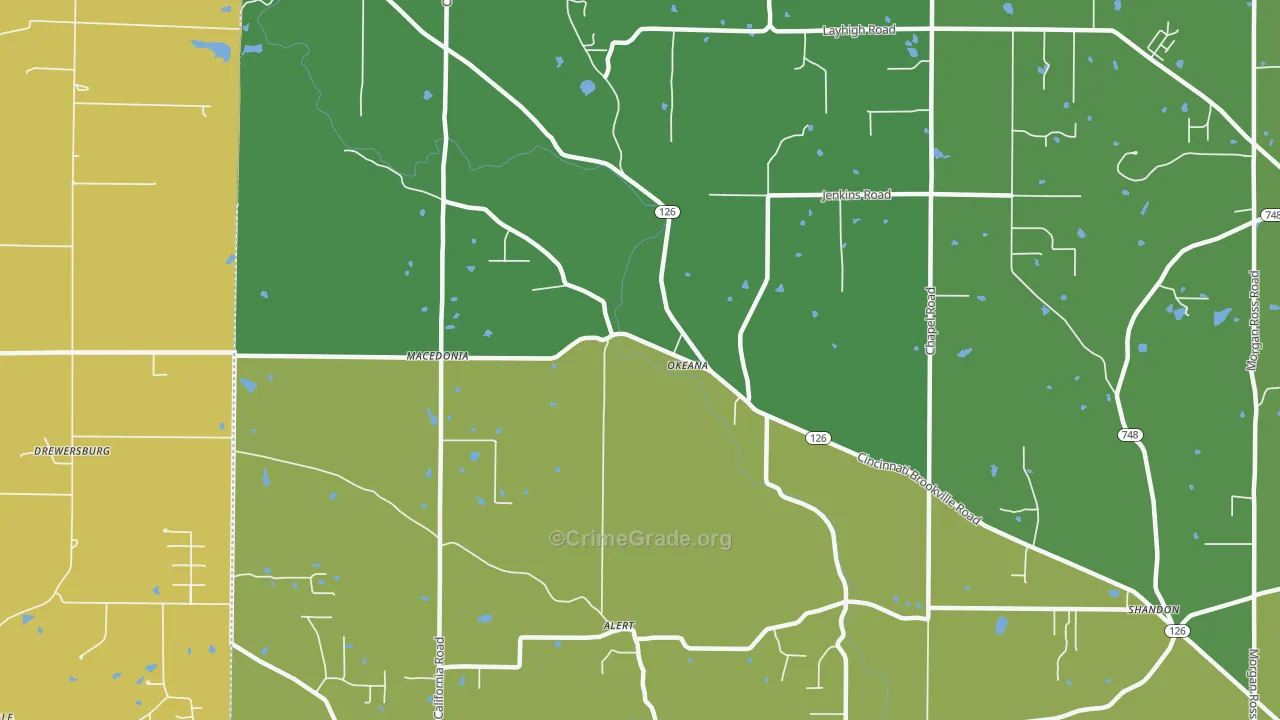 Okeana, OH Map of Vandalism Rates