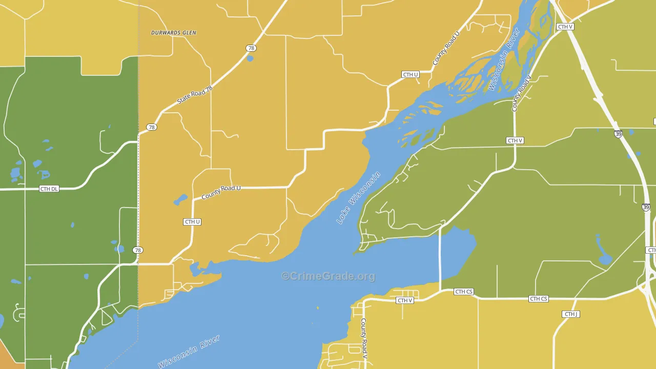 Okee, WI Map of Vandalism Rates