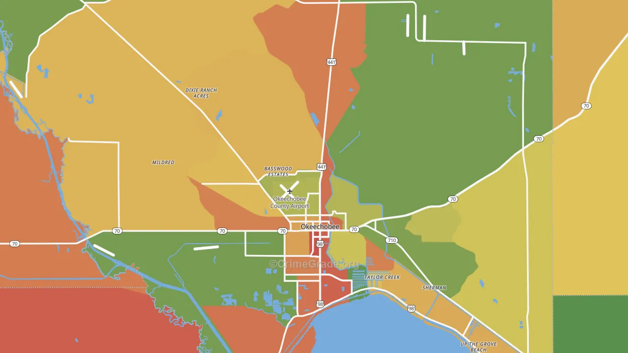 Okeechobee, FL Map of Vandalism Rates