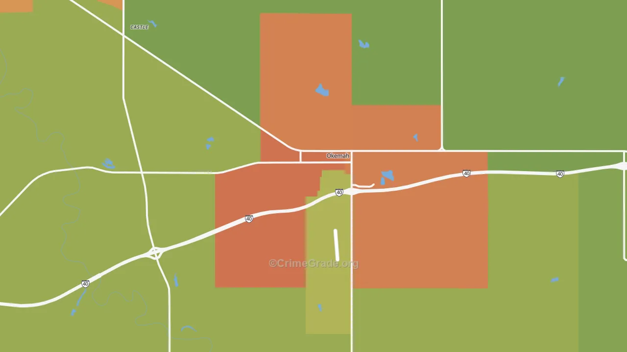 Okemah, OK Map of Vandalism Rates
