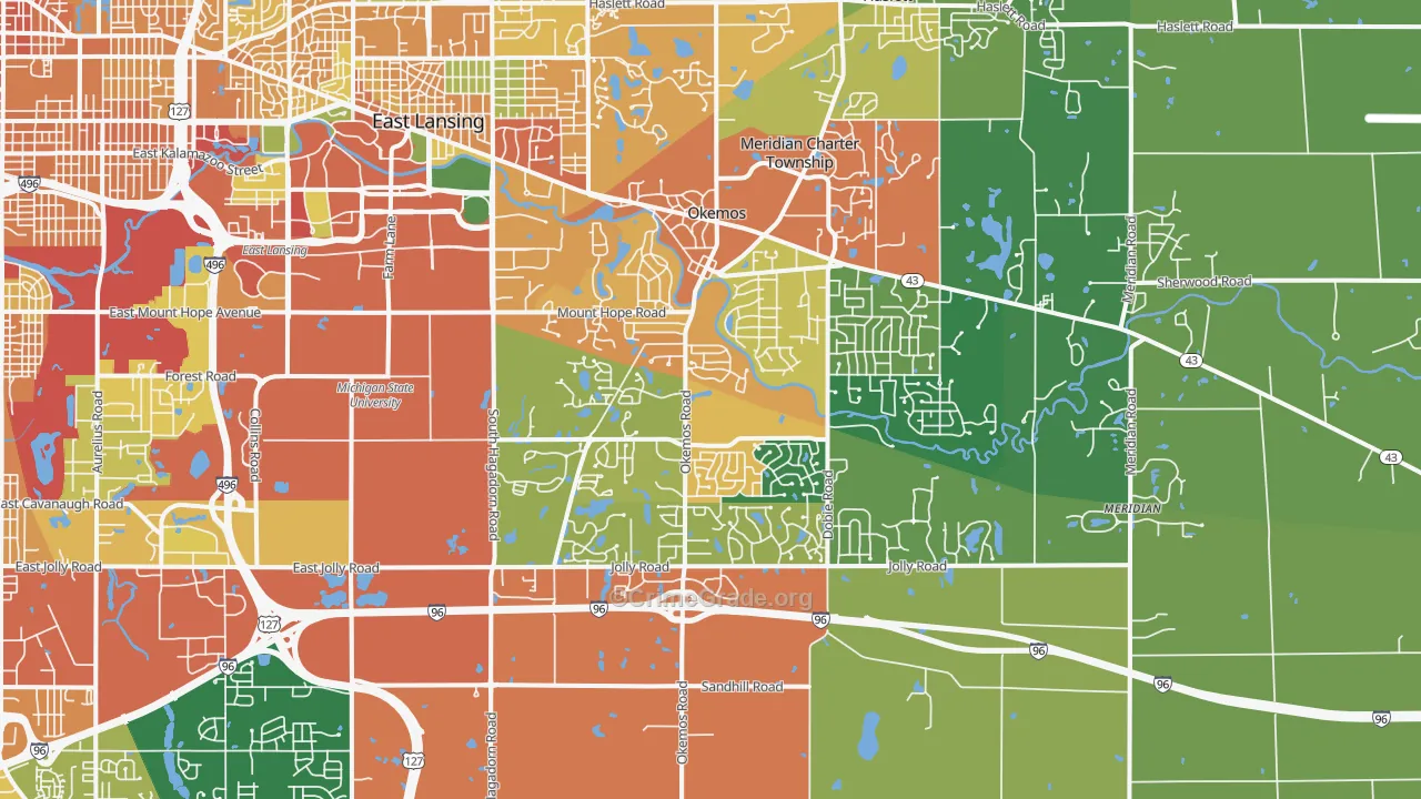 Okemos, MI Map of Vandalism Rates