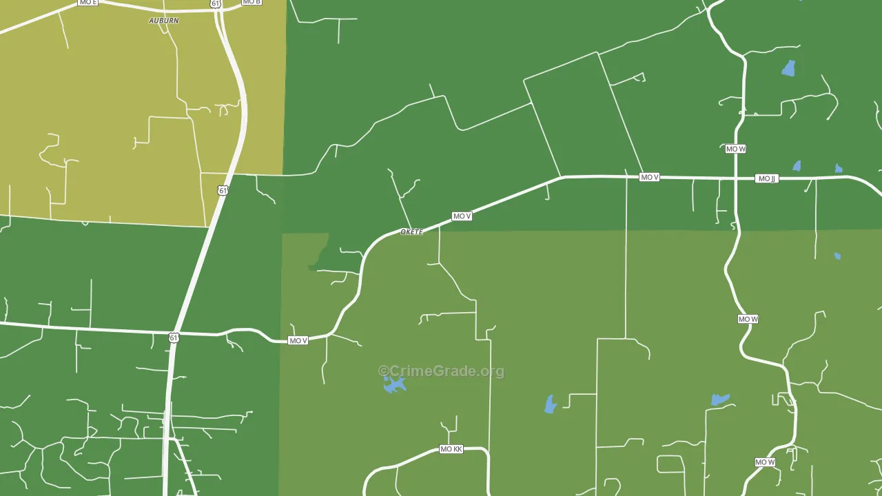 Okete, MO Map of Vandalism Rates