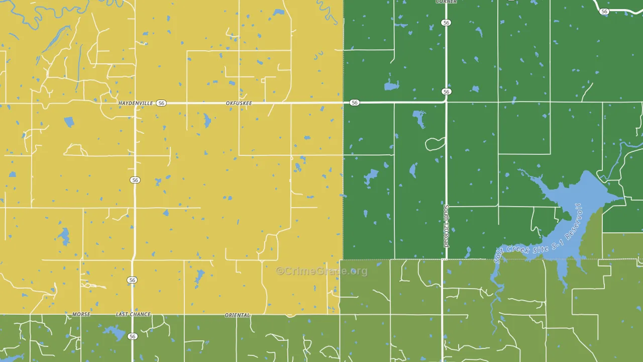Okfuskee, OK Map of Vandalism Rates