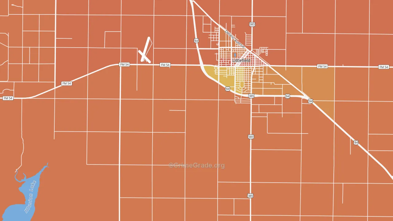 Oklahoma Flat, TX Map of Vandalism Rates