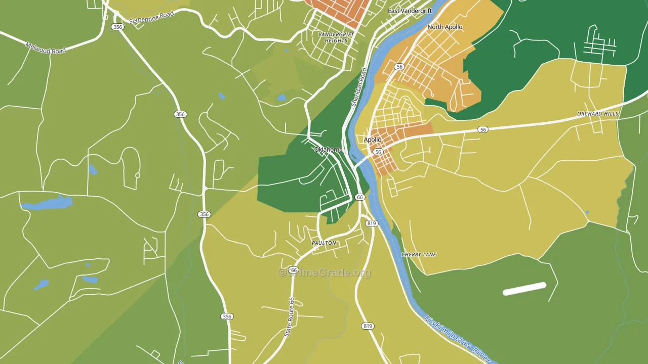 Oklahoma, PA Map of Vandalism Rates
