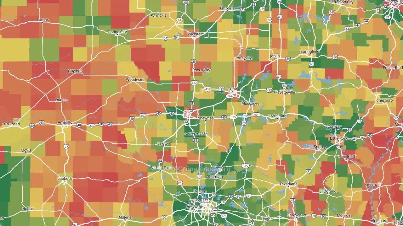 Oklahoma Map of Vandalism Rates