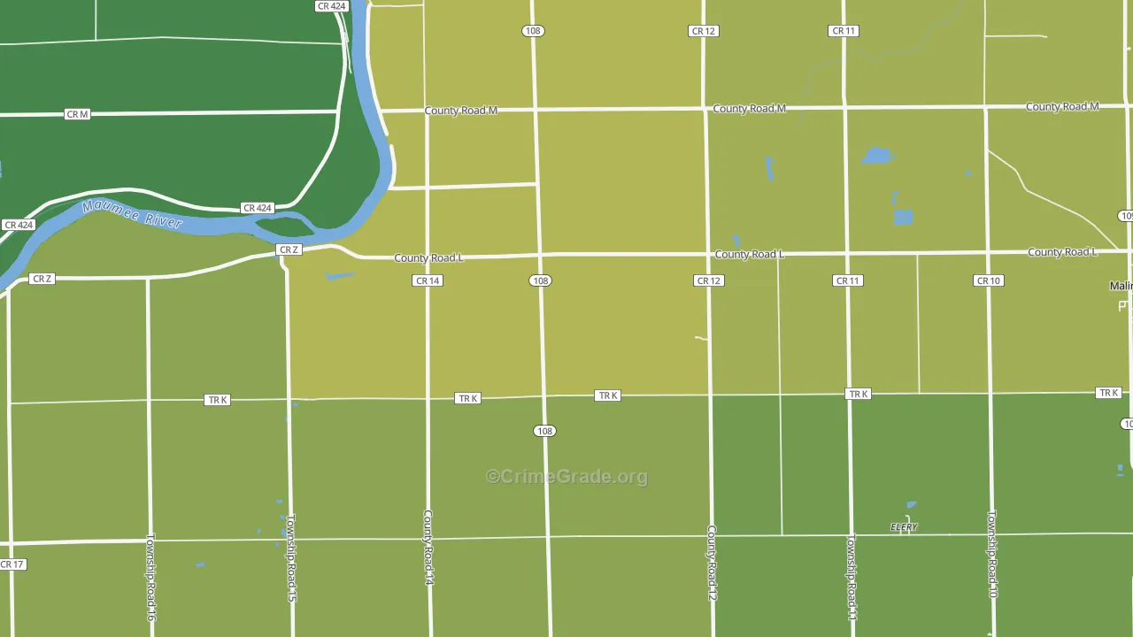 Okolona, OH Map of Vandalism Rates