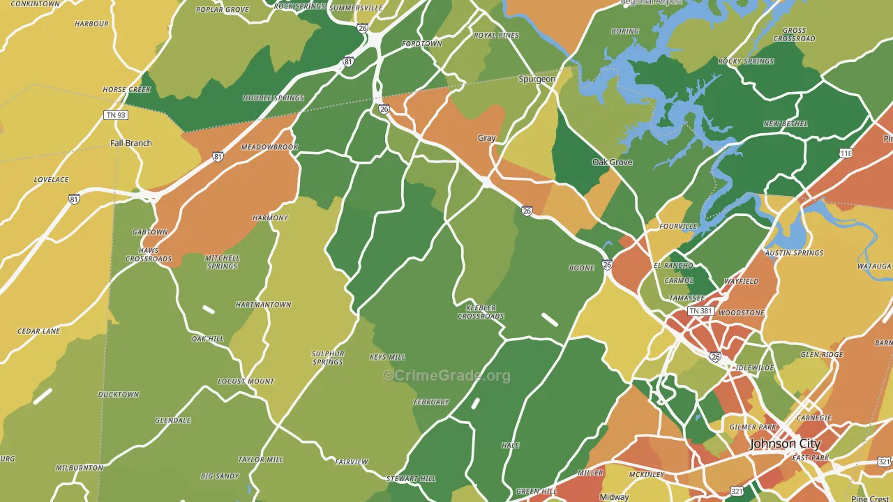 Okolona, TN Map of Vandalism Rates