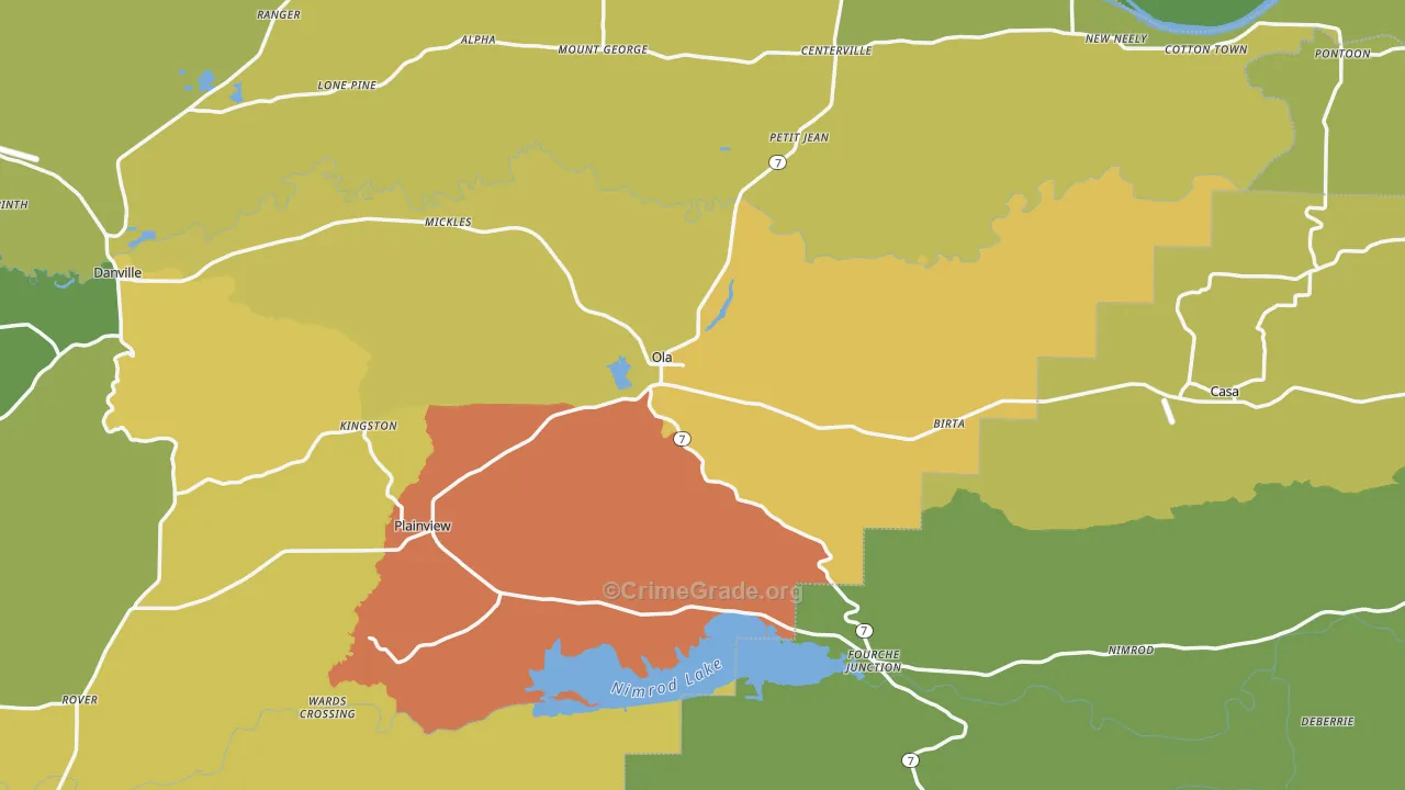 Ola, AR Map of Vandalism Rates
