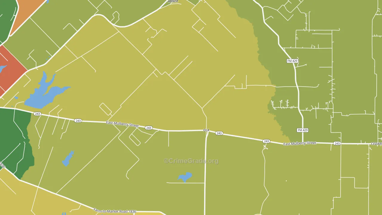 Ola, TX Map of Vandalism Rates