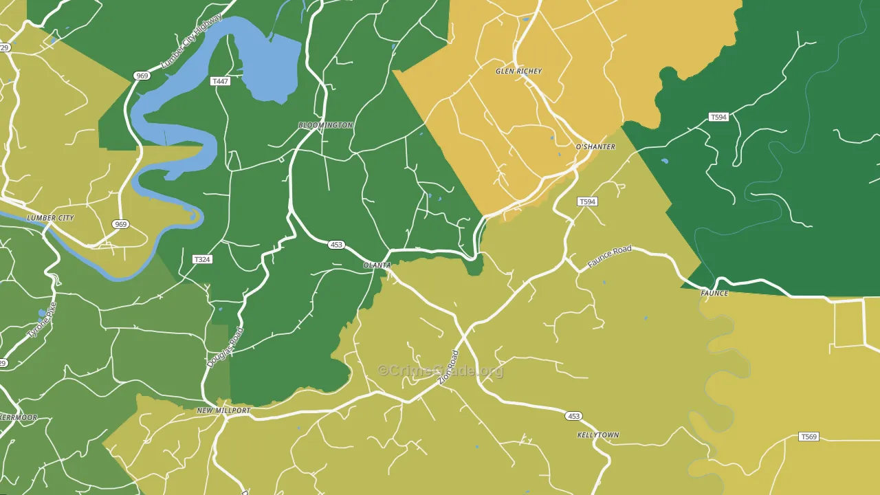 Olanta, PA Map of Vandalism Rates