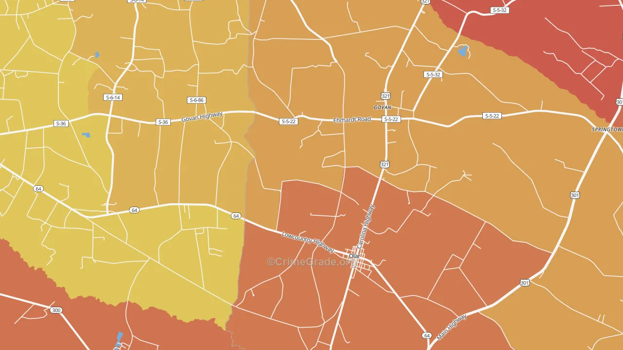 Olar, SC Map of Vandalism Rates