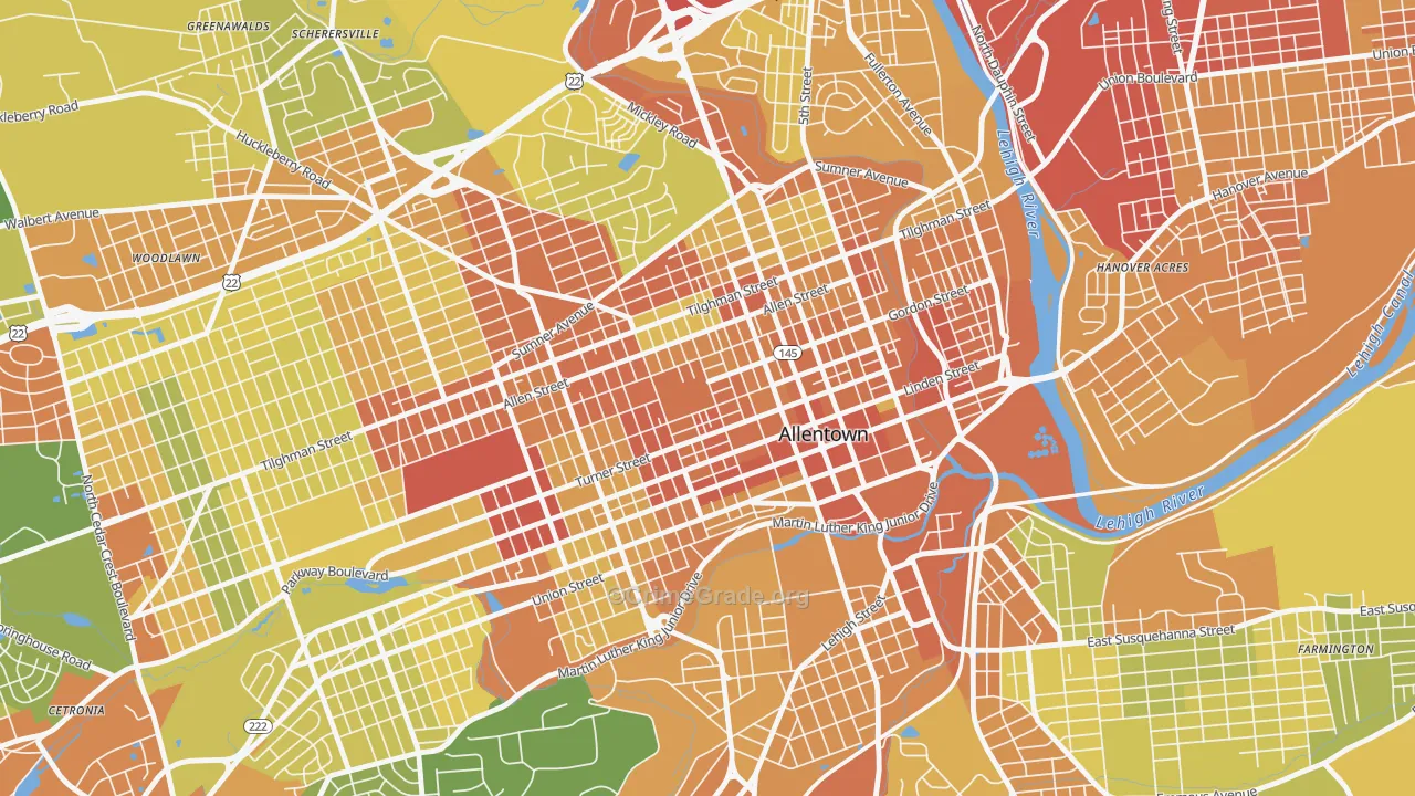 Old Allentown, Allentown, PA Map of Vandalism Rates