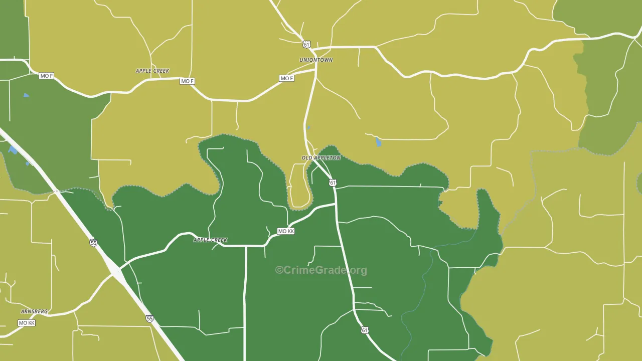 Old Appleton, MO Map of Vandalism Rates