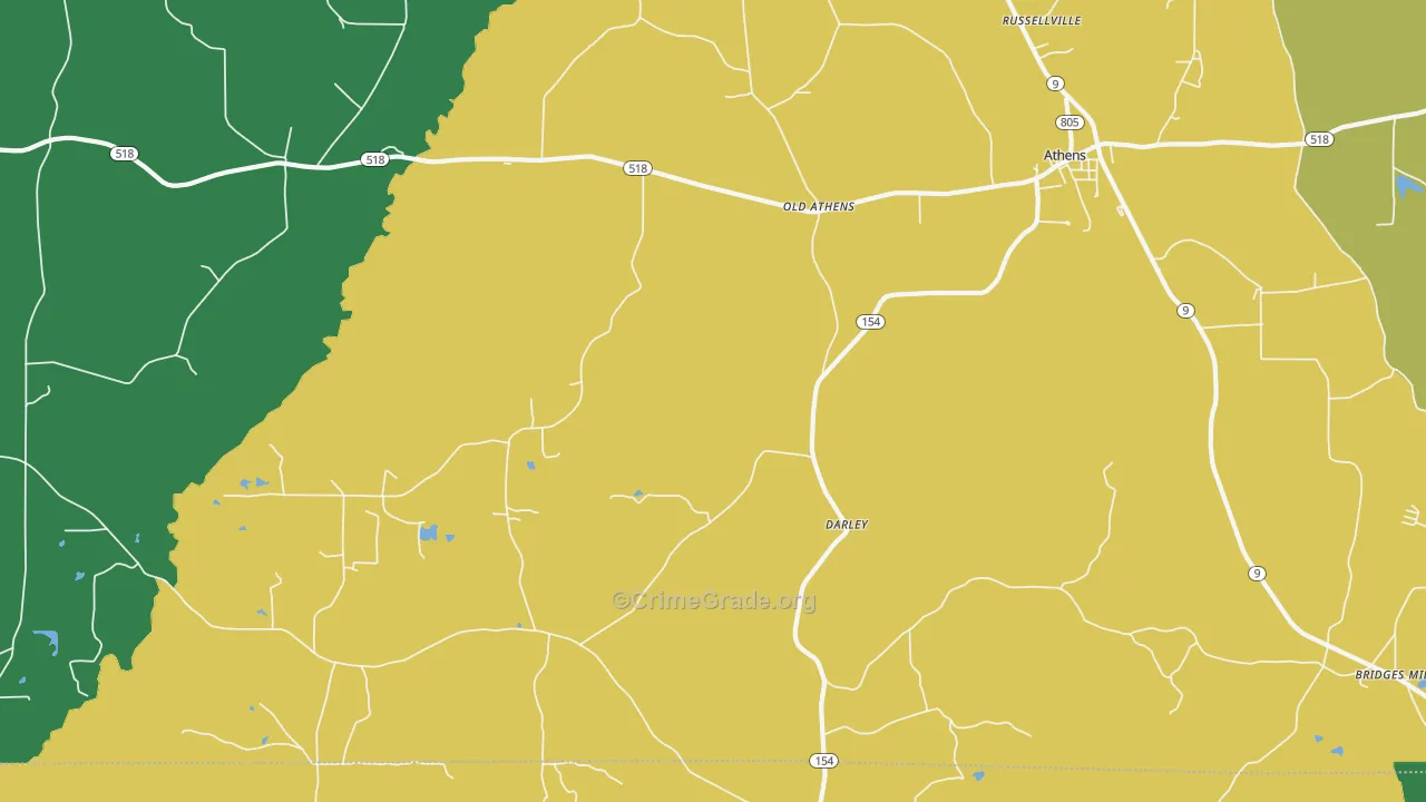 Old Athens, LA Map of Vandalism Rates