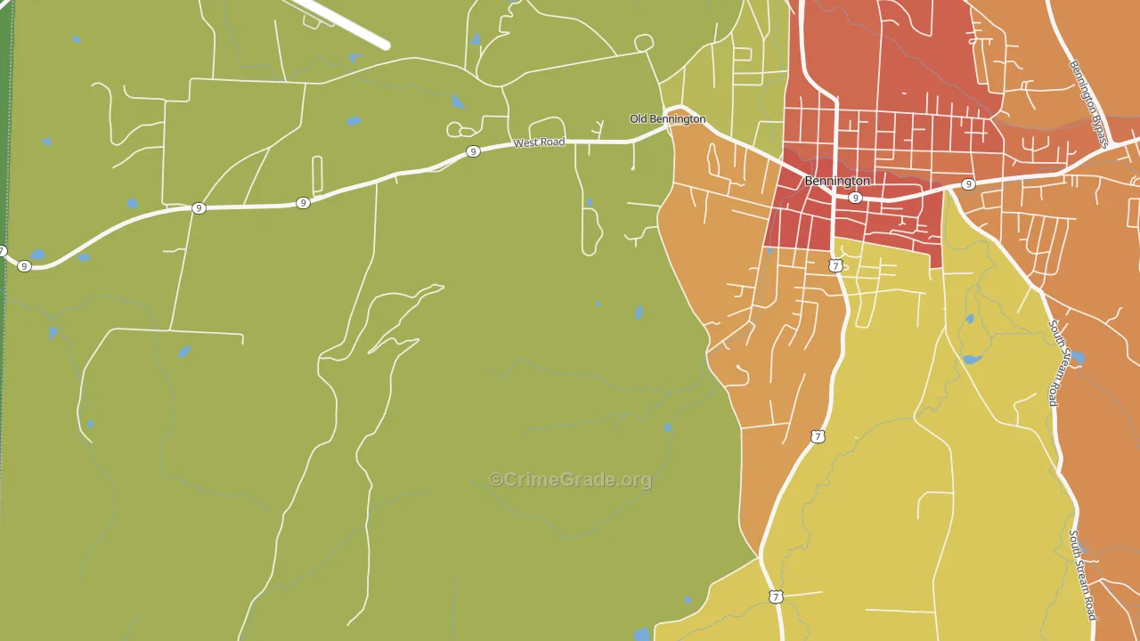 Old Bennington, VT Map of Vandalism Rates