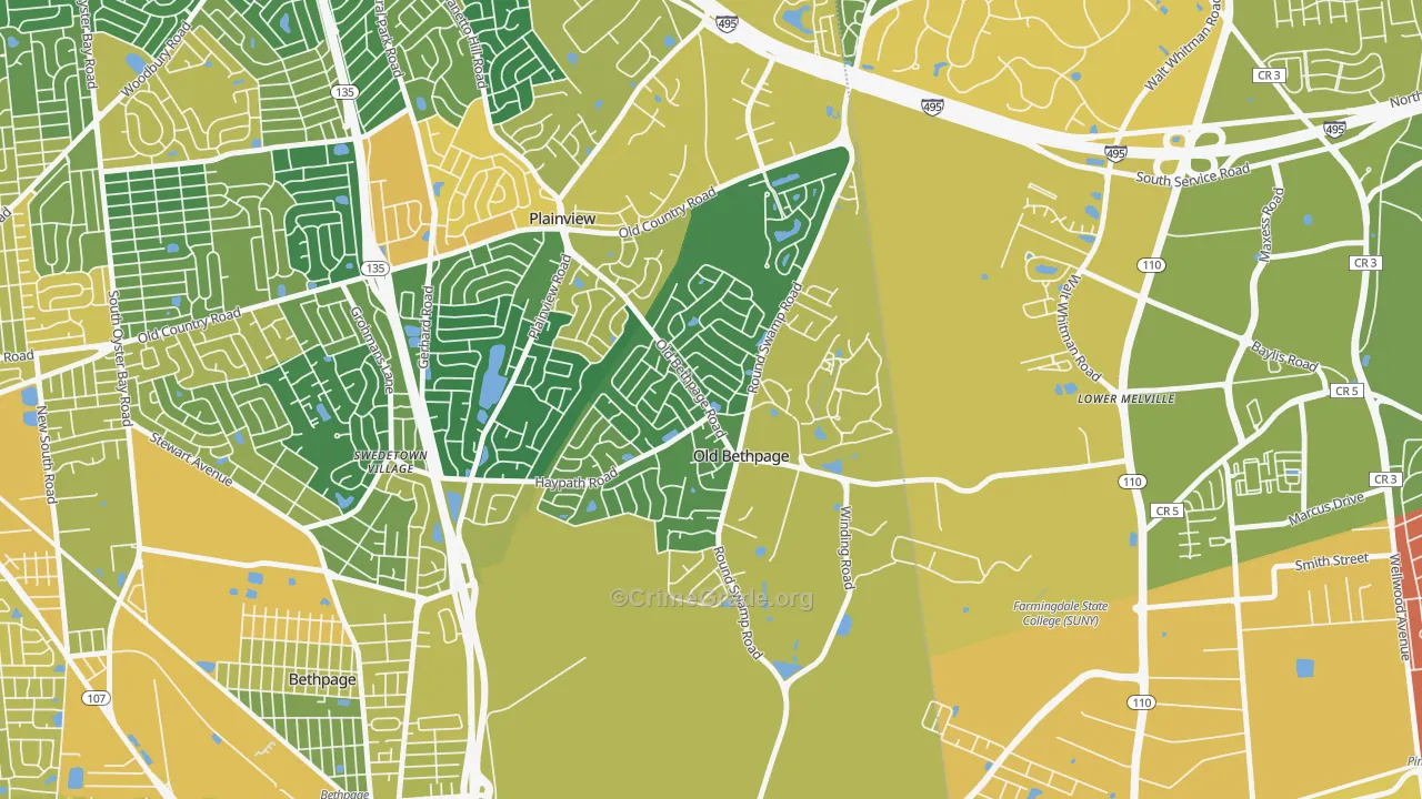 Old Bethpage, NY Map of Vandalism Rates