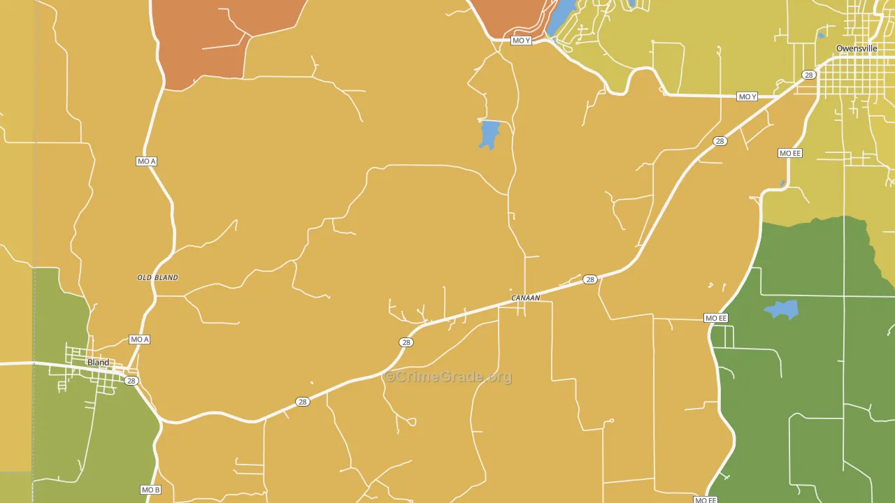 Old Bland, MO Map of Vandalism Rates
