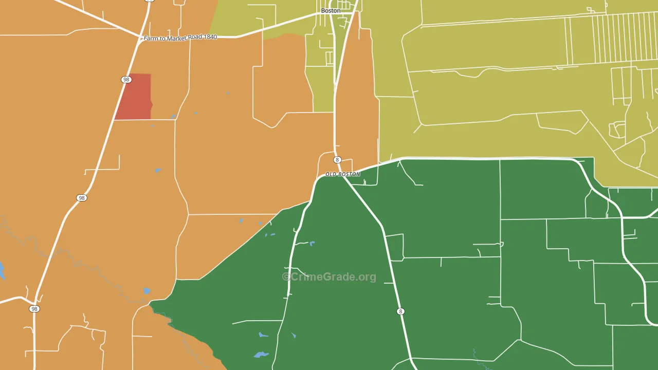 Old Boston, TX Map of Vandalism Rates