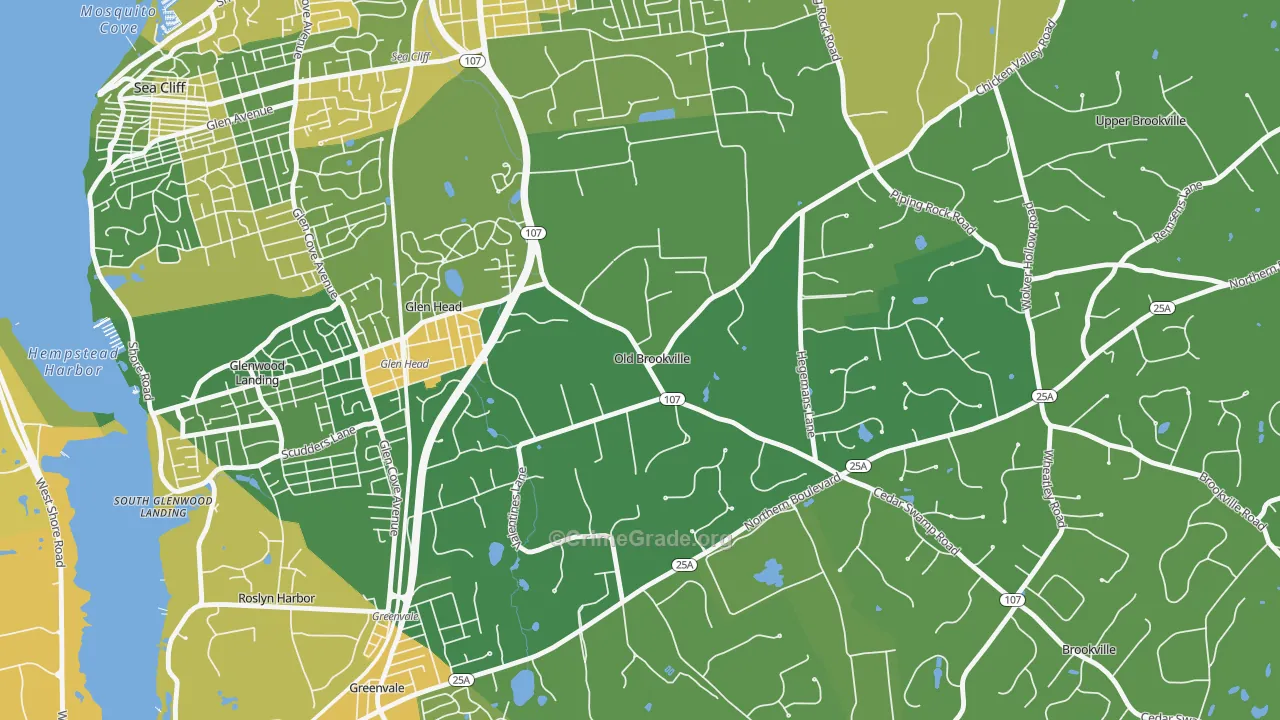Old Brookville, NY Map of Vandalism Rates