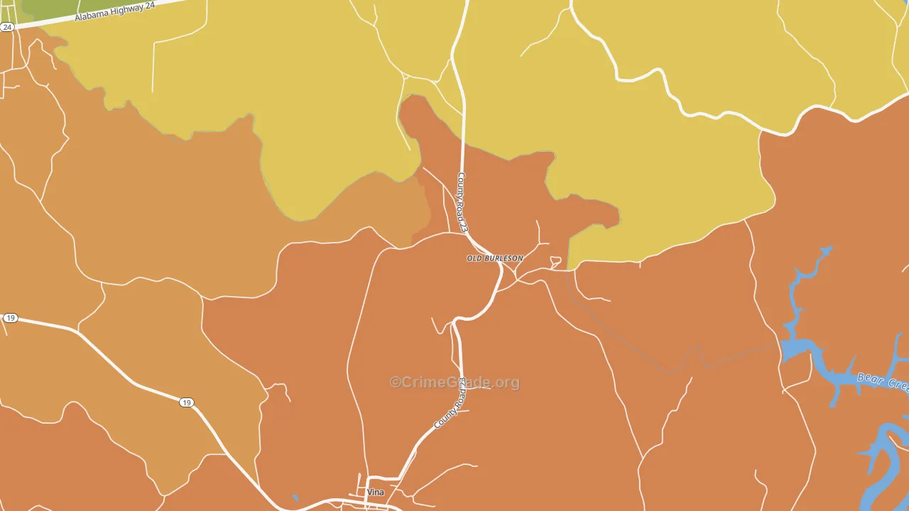 Old Burleson, AL Map of Vandalism Rates