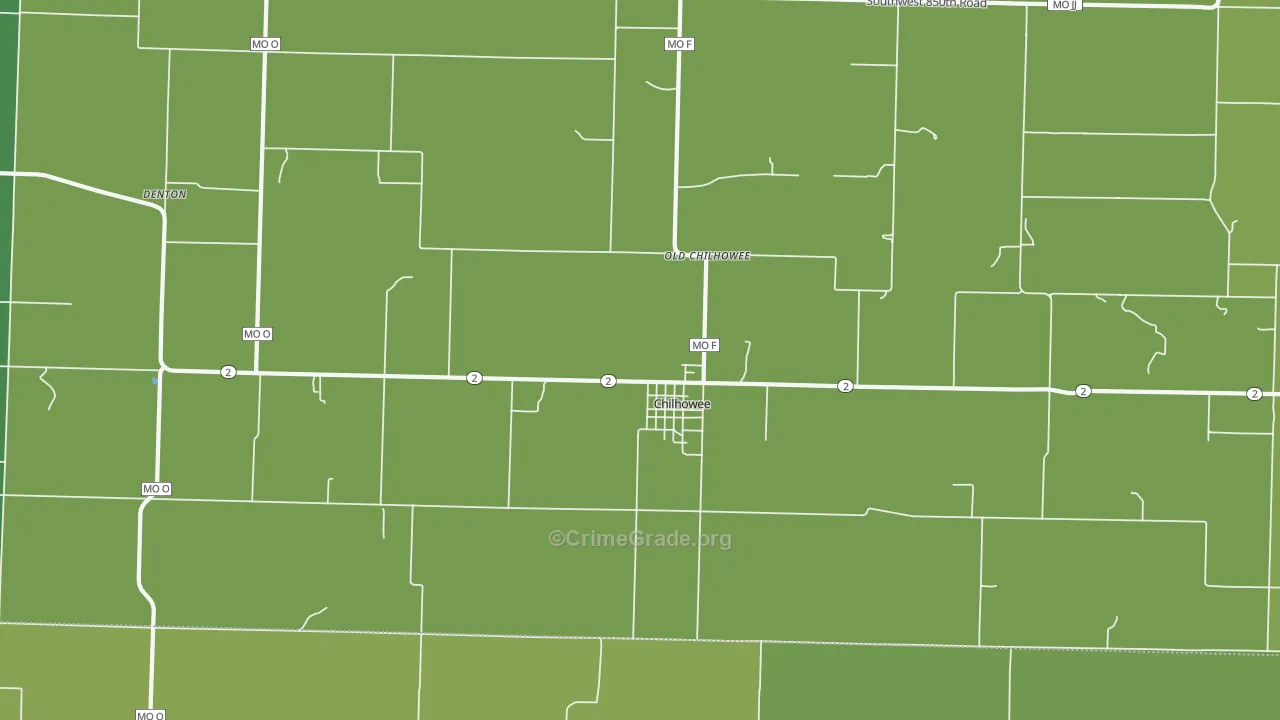 Old Chilhowee, MO Map of Vandalism Rates