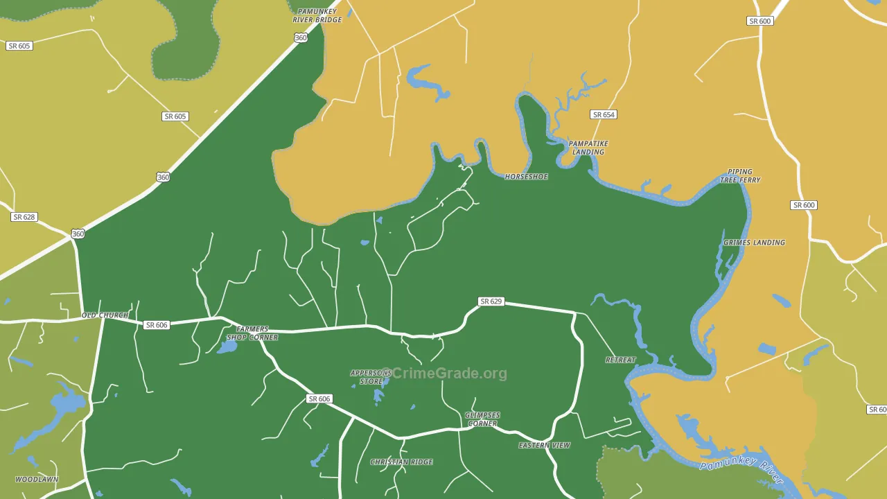 Old Church, VA Map of Vandalism Rates